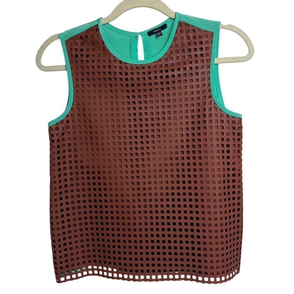 Raoul Leather and Silk Sleeveless Top Sz. 2